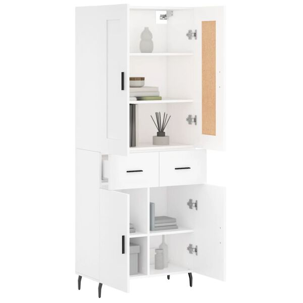 vidaXL Highboard hvit 69,5x34x180 cm konstruert tre