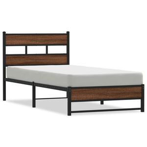 vidaXL Sengeramme i metall uten madrass brun eik 75x190 cm