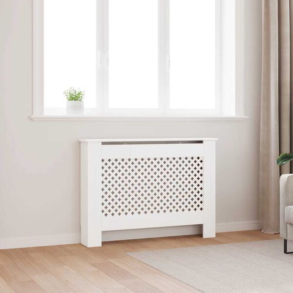 vidaXL Radiatordeksel hvit 112x19x81,5 cm MDF