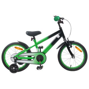 vidaXL Barnesykkel 16 Tommer for 4-6 &aring;r gammel Gr&oslash;nn Svart