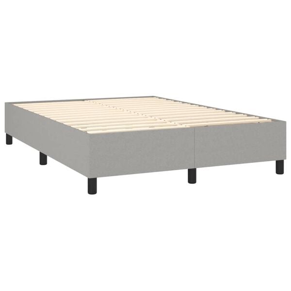 vidaXL Boxspring-sengeramme lysegr&aring; 135x190 cm Double stoff