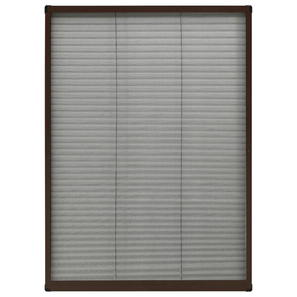 vidaXL Plissert insektskjerm for vindu aluminium brun 80x120 cm