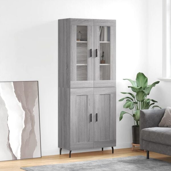 vidaXL Highboard gr&aring; sonoma 69,5x34x180 cm konstruert tre