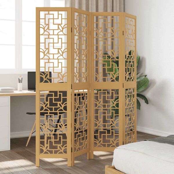 vidaXL Romdeler 4 paneler brun heltre keisertre