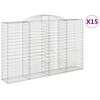 vidaXL Gabionkurver buede 15 stk 300x50x180/200 cm galvanisert jern