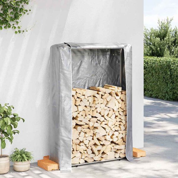 vidaXL Vedstativ med st&aring;ltr&aring;d 100x25x150 cm galvanisert st&aring;l