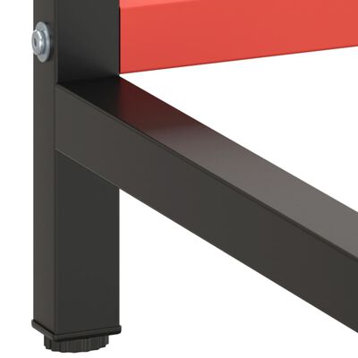 vidaXL Ramme til arbeidsbenk matt svart og rød 220x57x79 cm metall