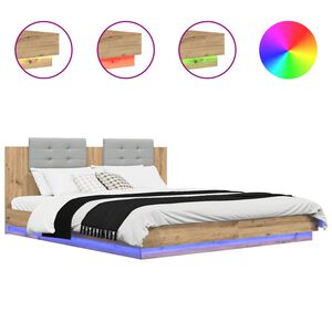 vidaXL Sengestamme med hodegatt med lagring Artisan Eik 200 x 200 cm