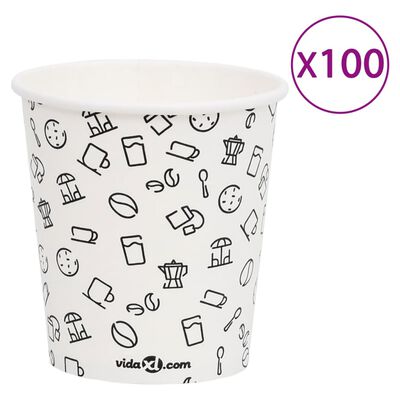 vidaXL Kaffepapirkopper 200 ml 100 stk hvit og svart