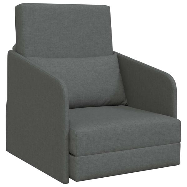 vidaXL Sammenleggbar Sofa seng M&oslash;rkegr&aring; 65 x 80 x 83 cm stoff