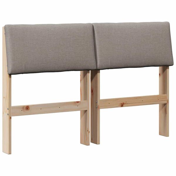 vidaXL Polstret sengegavl Gr&aring;brun 120 cm Massiv furu