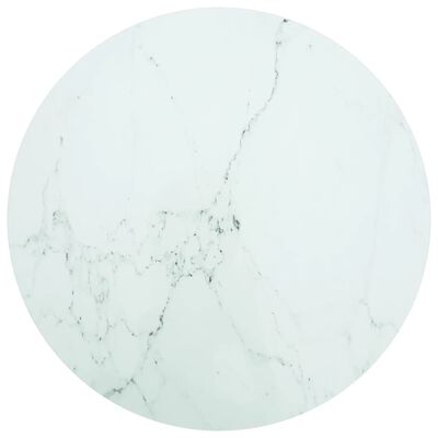 vidaXL Bordplate hvit Ø90x1 cm herdet glass med marmor design
