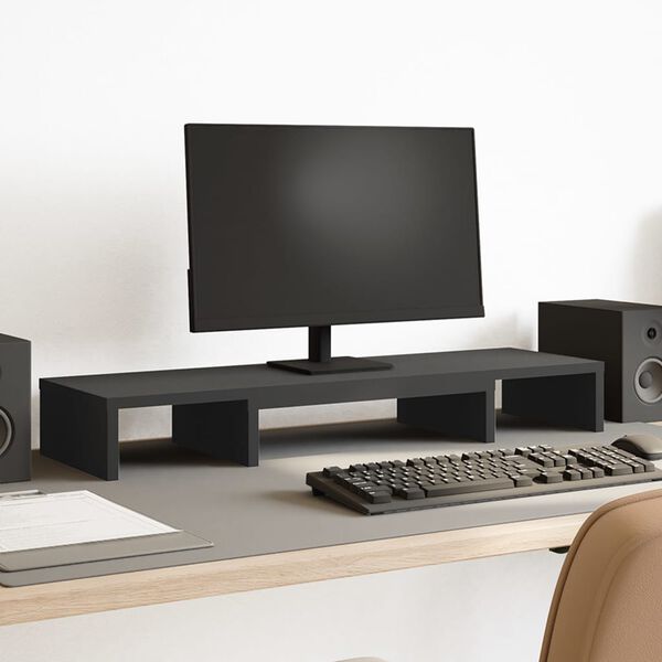 vidaXL Skjermstativ justerbart svart 80x24x10,5 cm konstruert tre