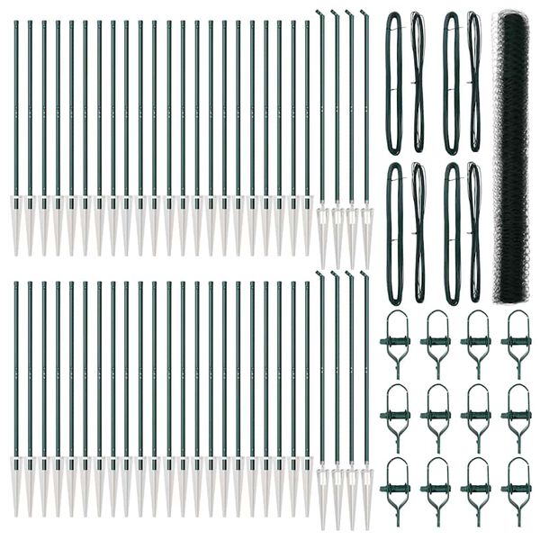 vidaXL Gjerde med innlegg. grønn 1.6 x 100 m PVC-belagt stål