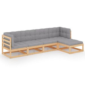 vidaXL Hagesofagruppe med puter 5 deler heltre furu