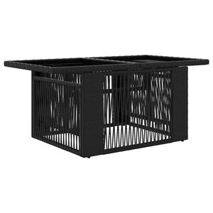 vidaXL Hage L&oslash;ft Opp Bord Svart 100 x 55 x 37 cm Tvist Rattan og Glass