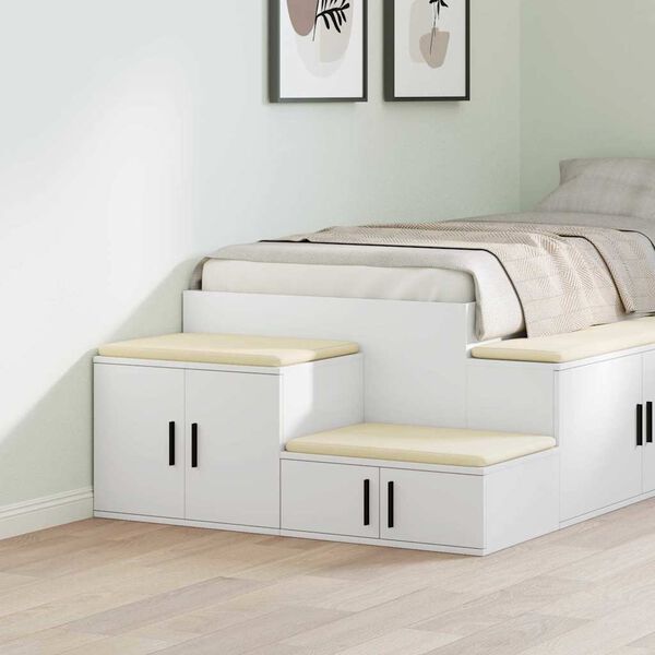 vidaXL Oppbevaringsskap 2 pcs Hvit 127 x 41 x 40 cm Konstruert tre