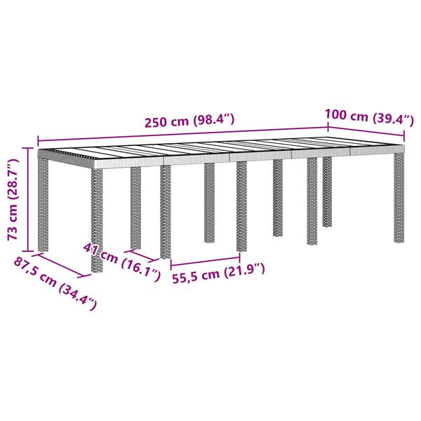 vidaXL Hage Spisegruppe 9 pcs Lysegr&aring; Polt rattan