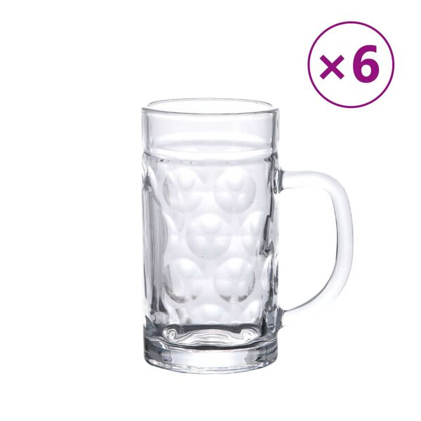vidaXL &Oslash;lkrus med h&aring;ndtak glass 6 stk 500 ml