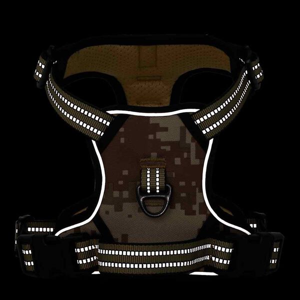 vidaXL Hundesele med reflekterende striper justerbar kamuflasje brun L