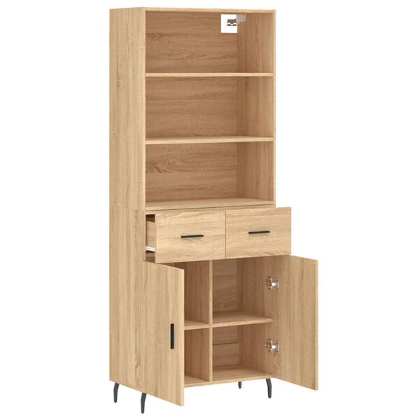 vidaXL Highboard sonoma eik 69,5x34x180 cm konstruert tre