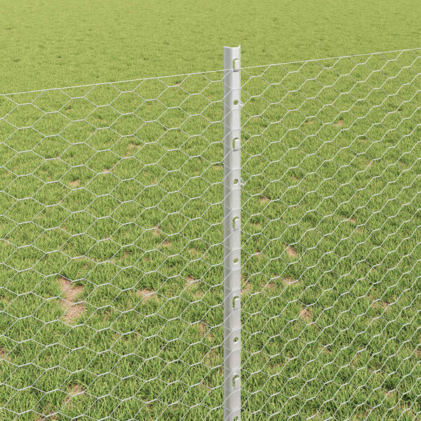 vidaXL Gjerde med stolpe s&oslash;lv 1 x 50 m St&aring;l