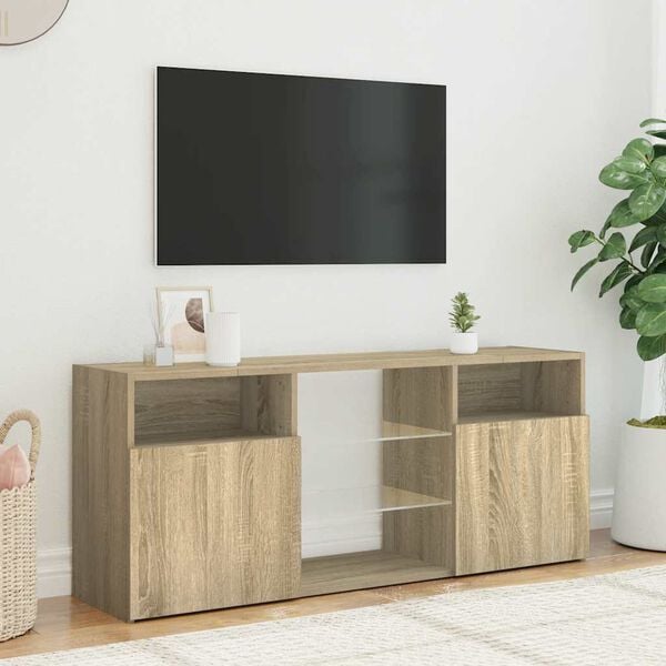 vidaXL TV-benk med LED-lys sonoma eik 120x30x50 cm