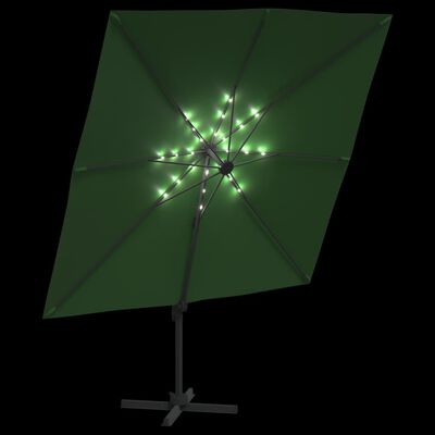 vidaXL Hengeparasoll med LED grønn 400x300 cm