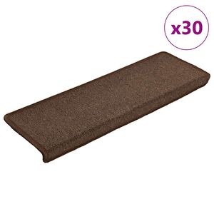vidaXL Trappematter 30 stk 65x21x4 cm kaffebrune rektangul&aelig;re kanter