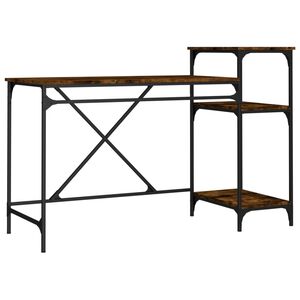 vidaXL Skrivebord med hyller r&oslash;kt eik 135x50x90 cm konstruert tre jern