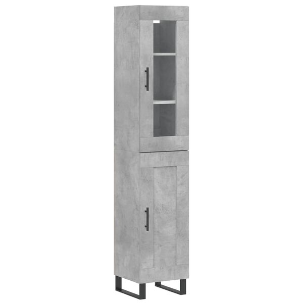 vidaXL Highboard betonggr&aring; 34,5x34x180 cm konstruert tre