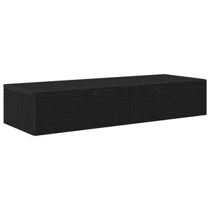 vidaXL Vegghylle med skuffer svart 100x36x19 cm konstruert tre