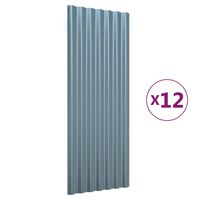vidaXL Takpaneler 12 stk pulverlakkert stål grå 100x36 cm