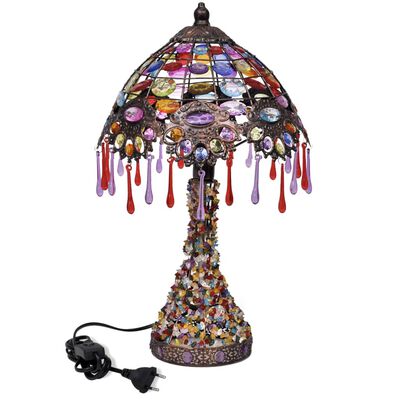 Flerfarget bordlampe med krystallperler