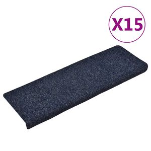 vidaXL Trappematter selvklebende 15 stk 65x21x4 cm bl&aring; rektangul&aelig;r kant