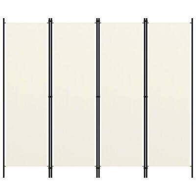vidaXL Romdeler 4 paneler kremhvit 200x180 cm