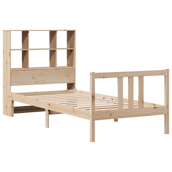 vidaXL Seng med bokhylle uten madrass 90x190 cm heltre furu