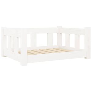 vidaXL Hundeseng hvit 65,5x50,5x28 cm heltre furu