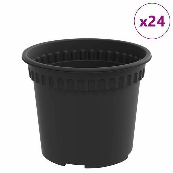 vidaXL Rund Blomsterpotte 24 pcs Svart &Oslash; 12,5 x 10 cm Plast