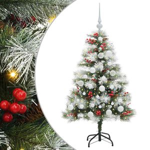 vidaXL Kunstig juletre Gr&oslash;nn og hvit 120 cm PVC og Metall og Plast