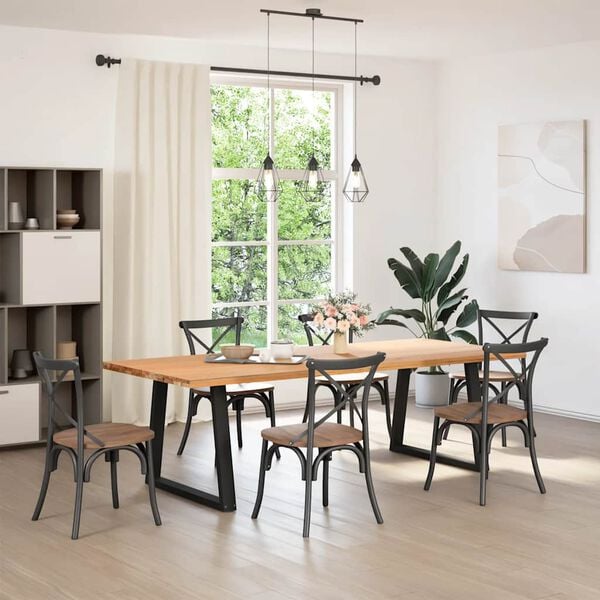 vidaXL Spisebordben V-formet 2 stk svart 80 x (72-73,3) cm stål