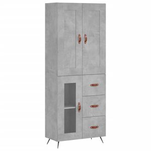 vidaXL Highboard betonggr&aring; 69,5x34x180 cm konstruert tre