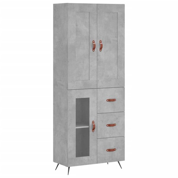 vidaXL Highboard betonggrå 69,5x34x180 cm konstruert tre