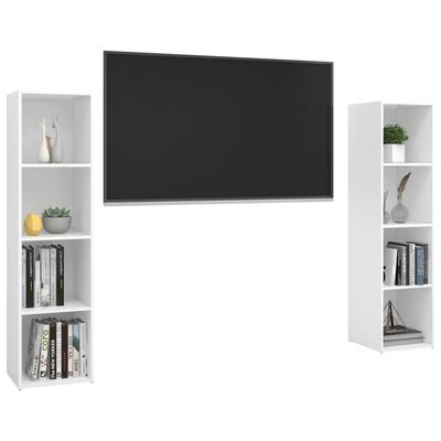 vidaXL TV-benker 2 stk høyglans hvit 142,5x35x36,5 cm sponplate