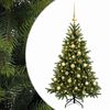 vidaXL Kunstig juletre med julekuler 150 cm 150 LED-lys Varmhvit