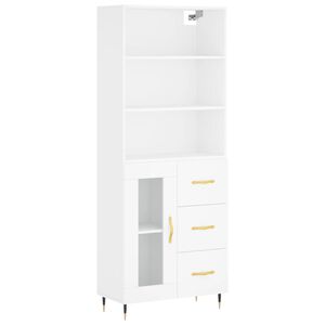 vidaXL Highboard hvit 69,5x34x180 cm konstruert tre