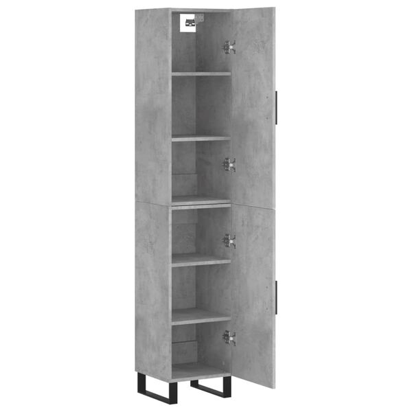 vidaXL Highboard betonggr&aring; 34,5x34x180 cm konstruert tre