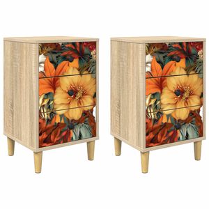 vidaXL Nattbordskap GENNEP 2 stk. Sonoma eik 36 x 33 x 60 cm