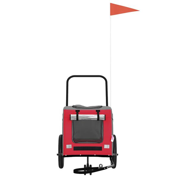 vidaXL Sykkelvogn for kjæledyr Rød og grå 124,5 x 63,5 x 53 cm