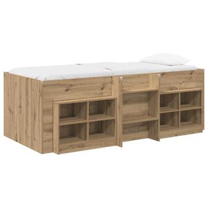 vidaXL Loft Seng Ramme med Skap 3 stk. Artisan eik Konstruert tre